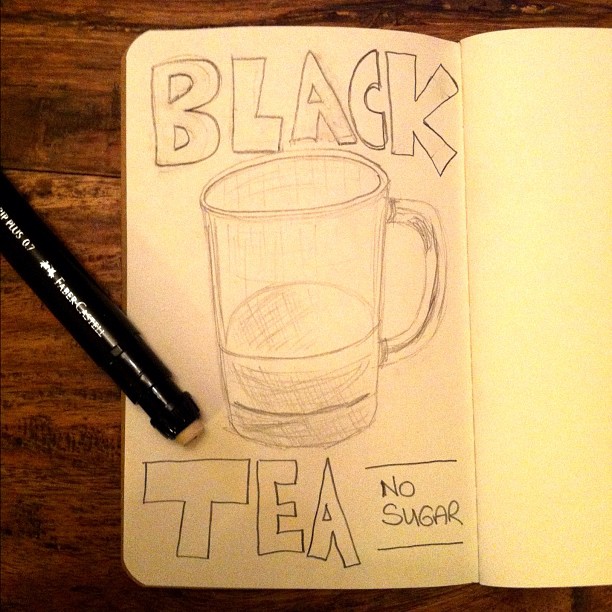 011111_ black tea, no sugar (01/50 #nanodrawmore)