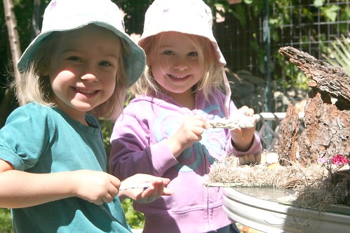 S and A Making Fairy Houses