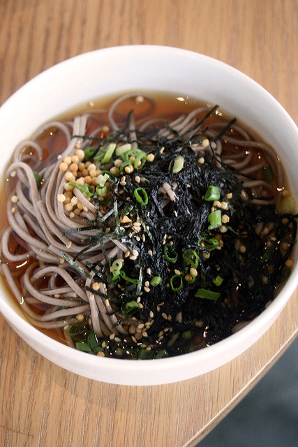 Soba in broth that's pretty strong on mirin