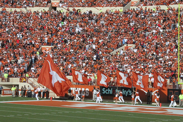 Those flag people must have been tired; Texas scored 8 different times