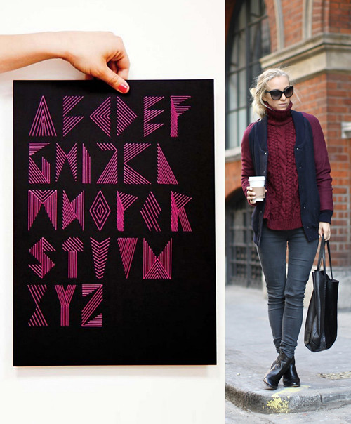 Type + Fashion, Fashion - Peppermint Cappuccino via 5inchandup, Alphabet Typography Graphic Design, Abstract Typography