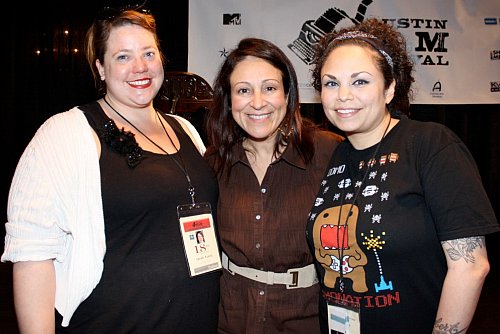 Elizabeth Avellan with Sarah Fisch of BRANDsplanglish productions and Mariella Sonam Perez
