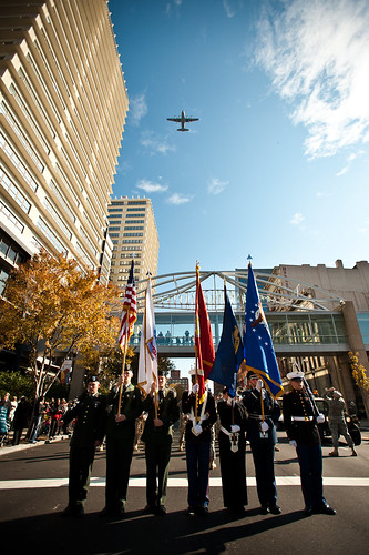Louisville parade and Massing of the Colors honor veterans
