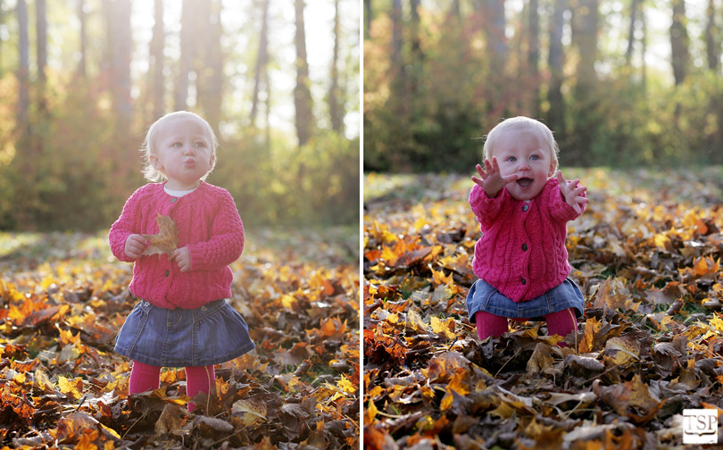 Toddler in Fall Leaves