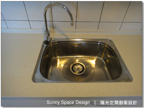 廚具工廠-中和景平路彭設計L型廚具：瑋俊牌單水槽：T1-620-陽光空間廚衛設計