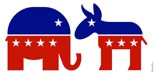 Republican Elephant & Democratic Donkey by DonkeyHotey, on Flickr