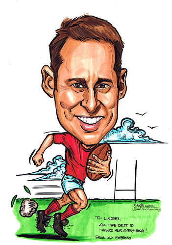 Rugby player caricature for APEM Express