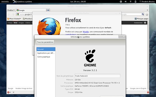 Information système de la Fedora Linux 16