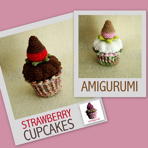 Strawberry Cupcakes Amigurumi by Amiguria by Amiguria