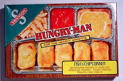 1970s swanson hungry man fish and chips tv dinner