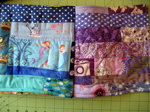 Blue and purple blocks/pages - fabric baby book