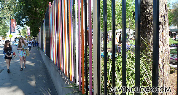 The colourful rails outside Glebe Market