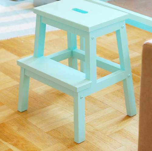 Before & after: turquoise stool