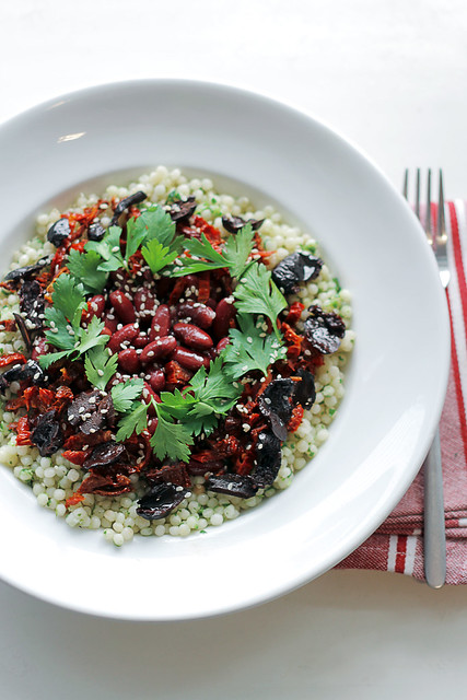 Kidney beans, sundried tomatoes and black olives Couscous