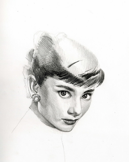 pencil drawing  Audrey Herpburn 3.