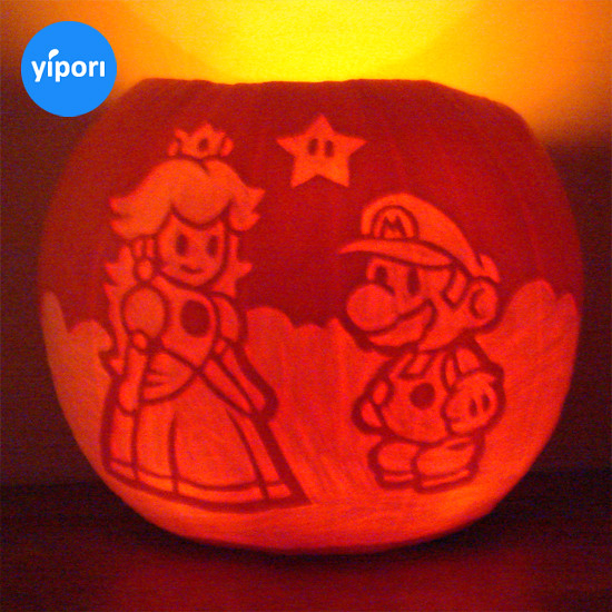 Nintendo pumpkin, Super Mario and Princess Peach