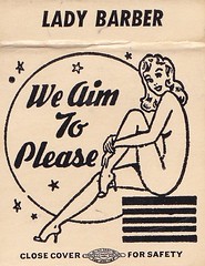 LADY BARBER We Aim To Please (hmdavid) Tags: art illustration vintage girlie matchbook midcentury matchcover ladybarber