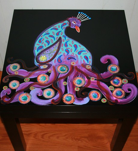 Peacock Table 22" x 22" x 18" by Rick Cheadle Art and Designs