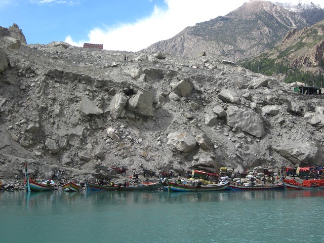 The landslide at the end of Attabad lake.
