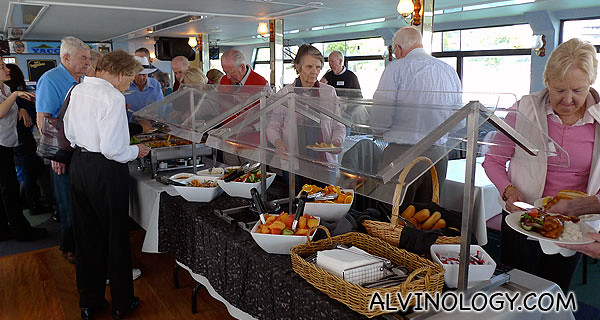 Buffet lunch onboard the cruise ship