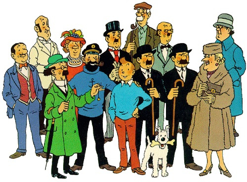 The original 2D cartoon version of the characters in The Adventure of Tintin comic series