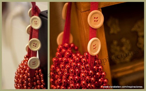 Manualidades: adorno de Navidad con fieltro, botones y perlas navideñas