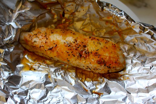 unwrapped from cooking foil
