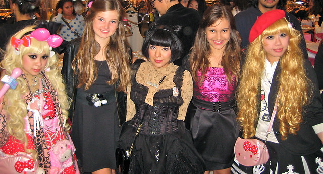 Lolita GIrls pose with the kids at Hello Kitty Forever 21 Launch Party
