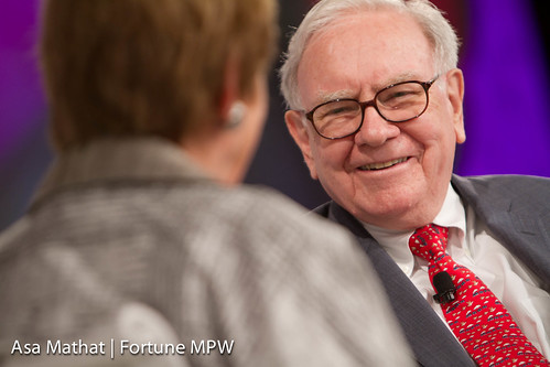 Warren Buffett of Berkshire Hathaway Inc. and interviewer Carol Loomis of Fortune