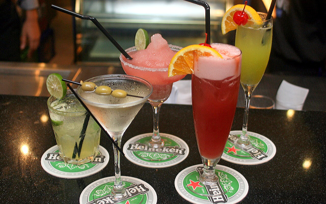 Drinks from Harry's Bar (L-R): Dirty Harry, Dry Martini, Margarita, Singapore Sling, Jungle Juice