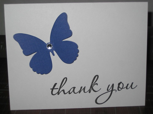 Day 170: Blue Butterfly Thank You Card