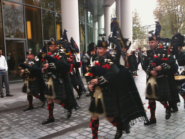 Pipe & Drum band at Regent's Place
