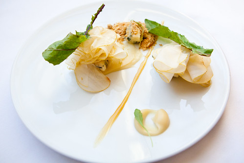 Blue Cheese with pear, chestnut honey, and bitter greens