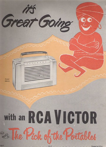 RCA VICTOR Portable Radio Model 2BX63 Standing Counter Advertising Cardboard (USA 1952) by MarkAmsterdam