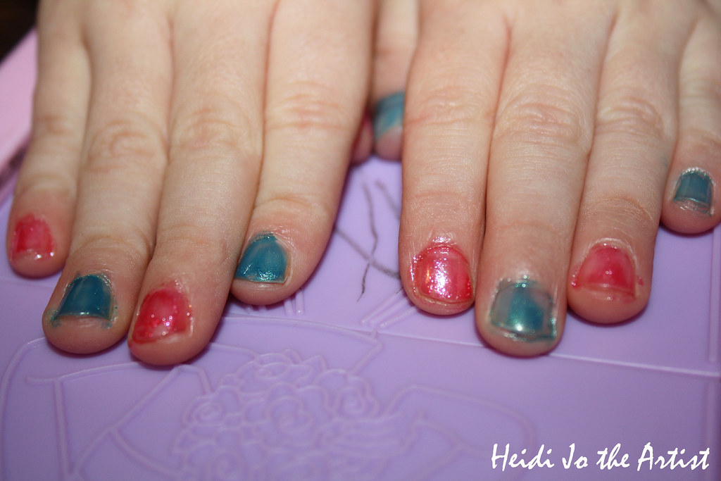 Blue & Pink Painted Nails