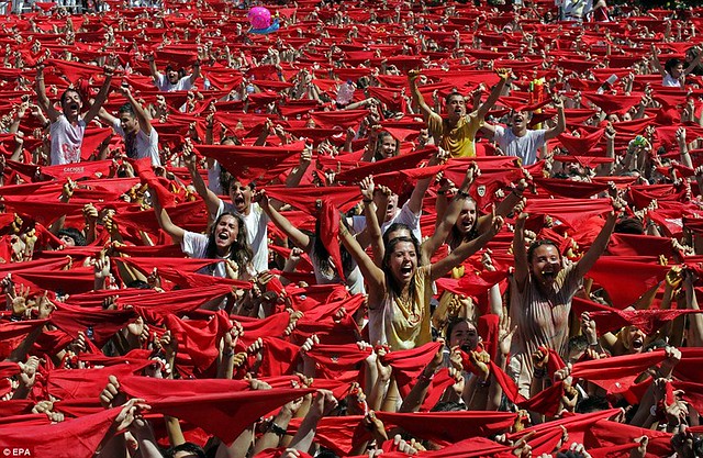 Sun, sangria and a sea of red... as Pamplona prepares for another gorefest at the running of the bulls  2