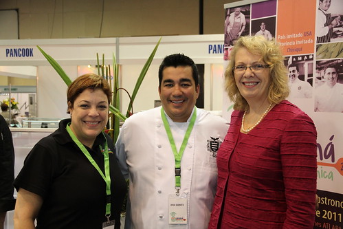 Pictured here at Panama Gastronomica are show organizer Elena Hernandez, Iron Chef Jose Garces, and U.S. Ambassador to Panama Phyllis Powers.