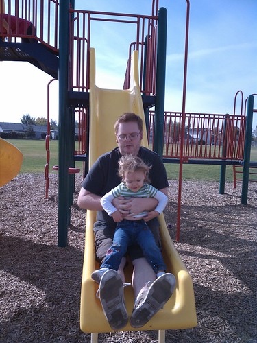 Daddy and Lil sliding