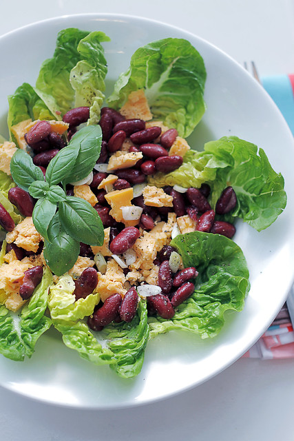 Red Leicester Cheese, Red Kidney Beans and Lettuce