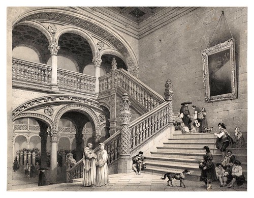 009-Escalera del Hospital de la Sta. Cruz en Toledo-España artística y monumental..Tomo I- 1842-1850-Genaro Perez de Villa-Amil