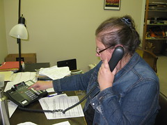 Lisa Harrington making phone calls at Berea office November 3rd, 2011