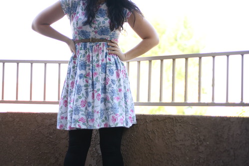 thrifted floral dress.