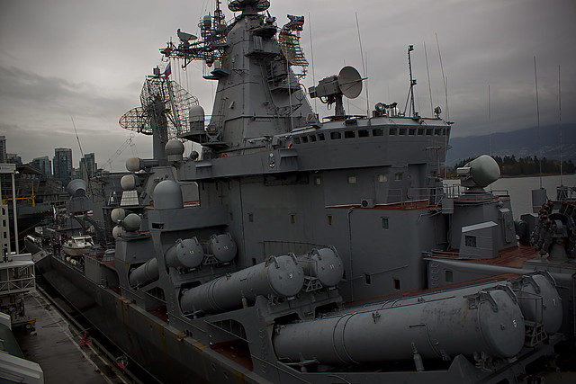 Russian guided missile cruiser Varyag and tanker Irkut