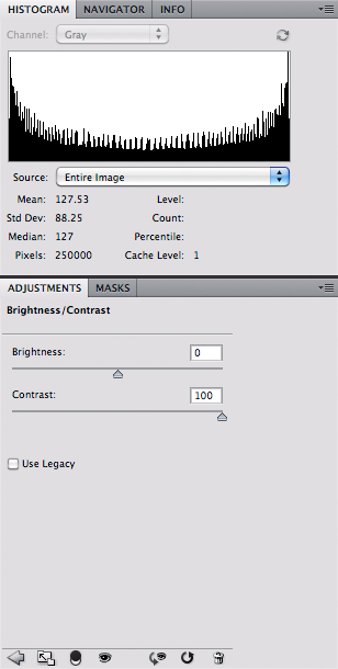 Grayscale with high contrast - histogram