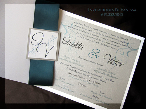 Teal and Silver wedding invitation share