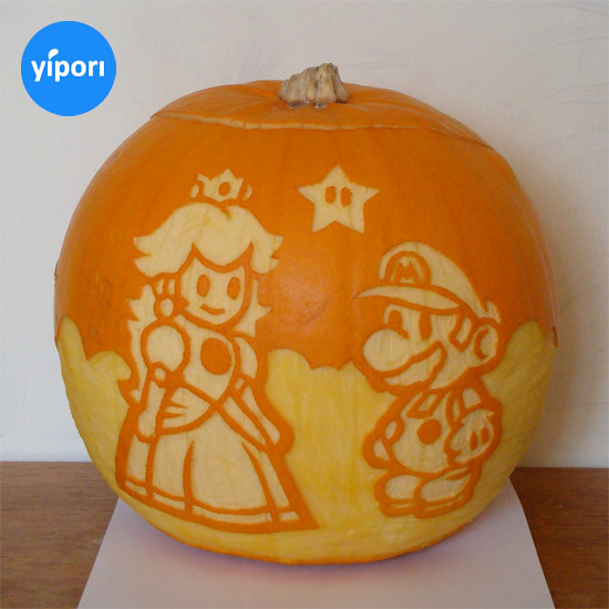 Nintendo pumpkin, Super Mario and Princess Peach