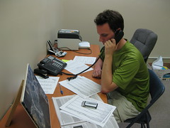 Cory Lowery making GOTV phone calls at Berea KFTC office Nov 3 2011