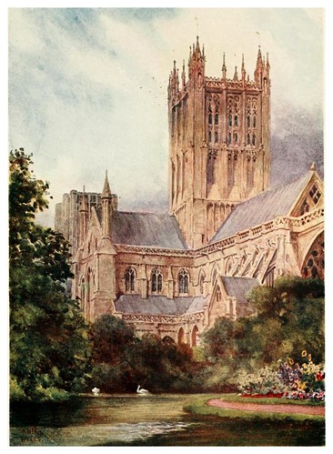 015-Wells catedral y lago- Cathedral cities of England 1908- William Wiehe Collins