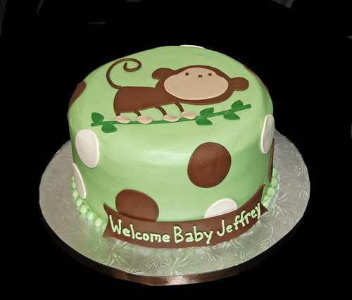 green and brown monkey baby shower cake baby jeffrey