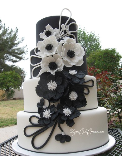 Modern Black White Wedding Cake The Leather and Lace Cake